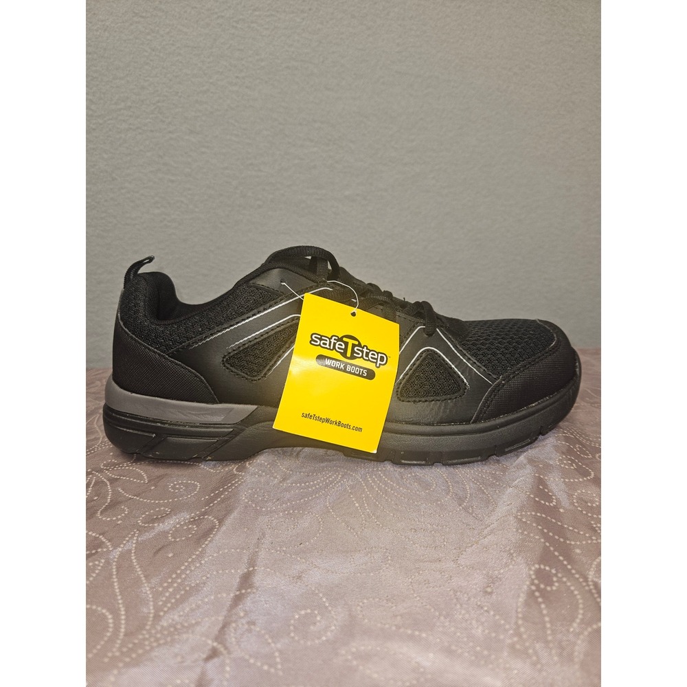 SafeTstep Mens Steel Toe Work Shoes Black Oil Skid Resistant Sneakers 8.5 2036